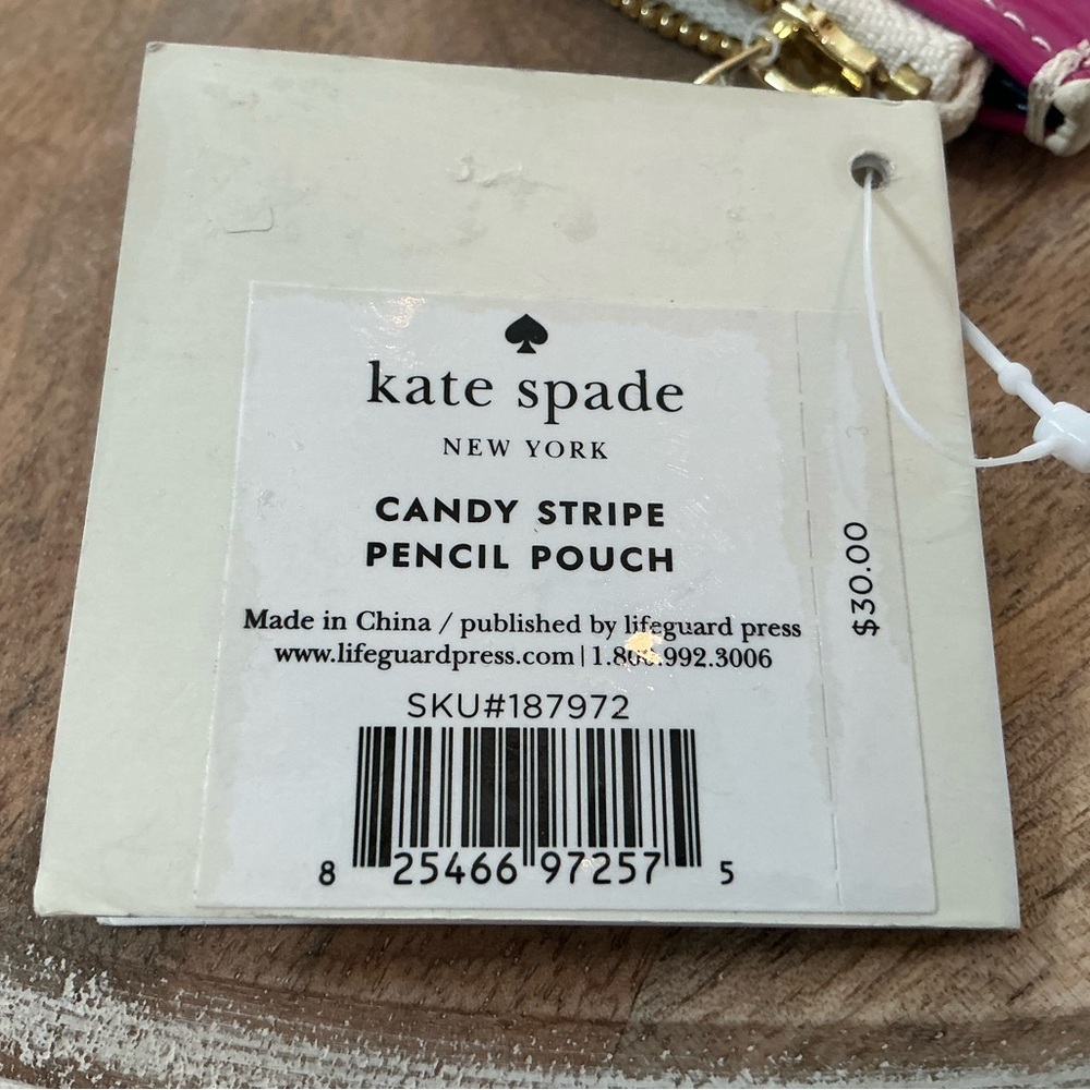 Kate spade notepad + Kate candy stripe pencil pouch / multi use zippered case - Picture 11 of 13